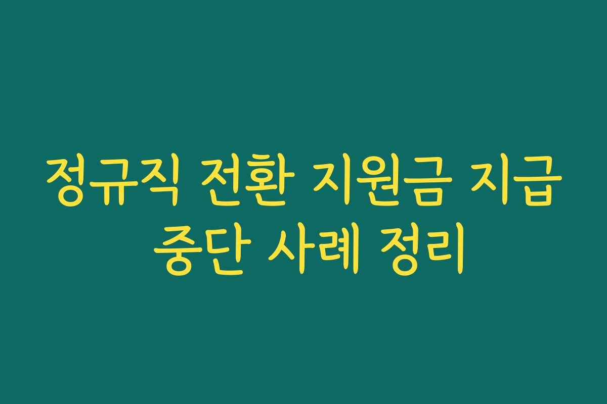 정규직 전환 지원금 지급 중단 사례 정리