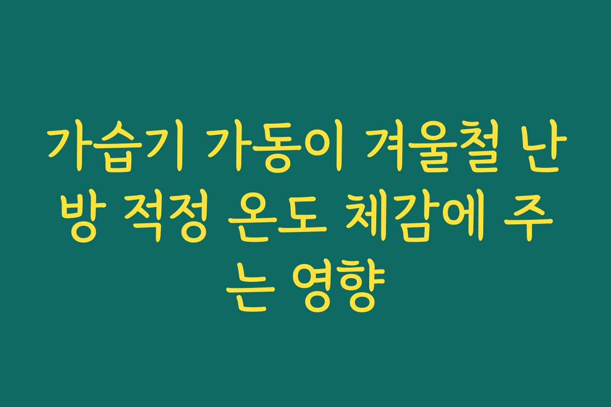 가습기 가동이 겨울철 난방 적정 온도 체감에 주는 영향