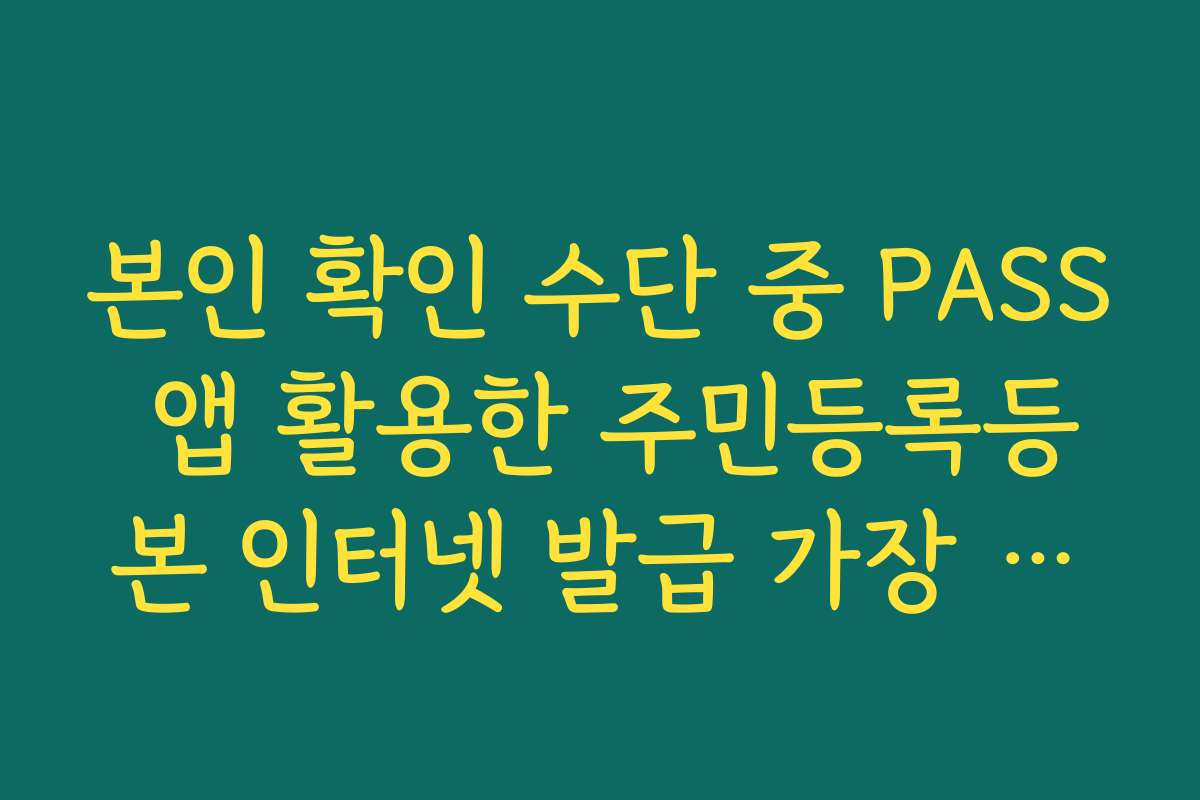 본인 확인 수단 중 PASS 앱 활용한 주민등록등본 인터넷 발급 가장 빠른 경로