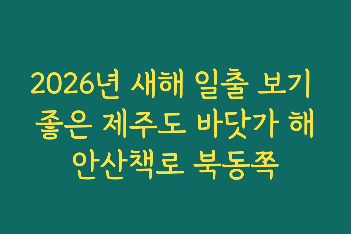 2026년 새해 일출 보기 좋은 제주도 바닷가 해안산책로 북동쪽