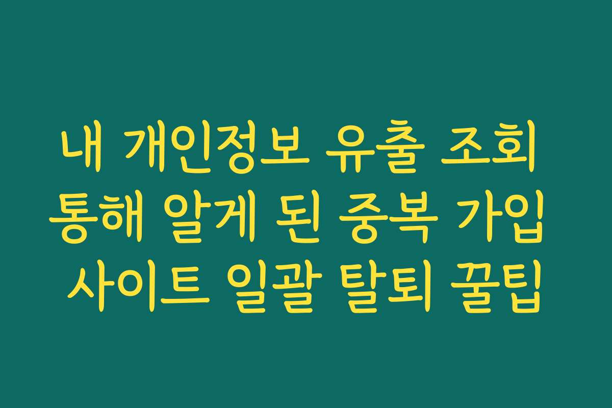 내 개인정보 유출 조회 통해 알게 된 중복 가입 사이트 일괄 탈퇴 꿀팁
