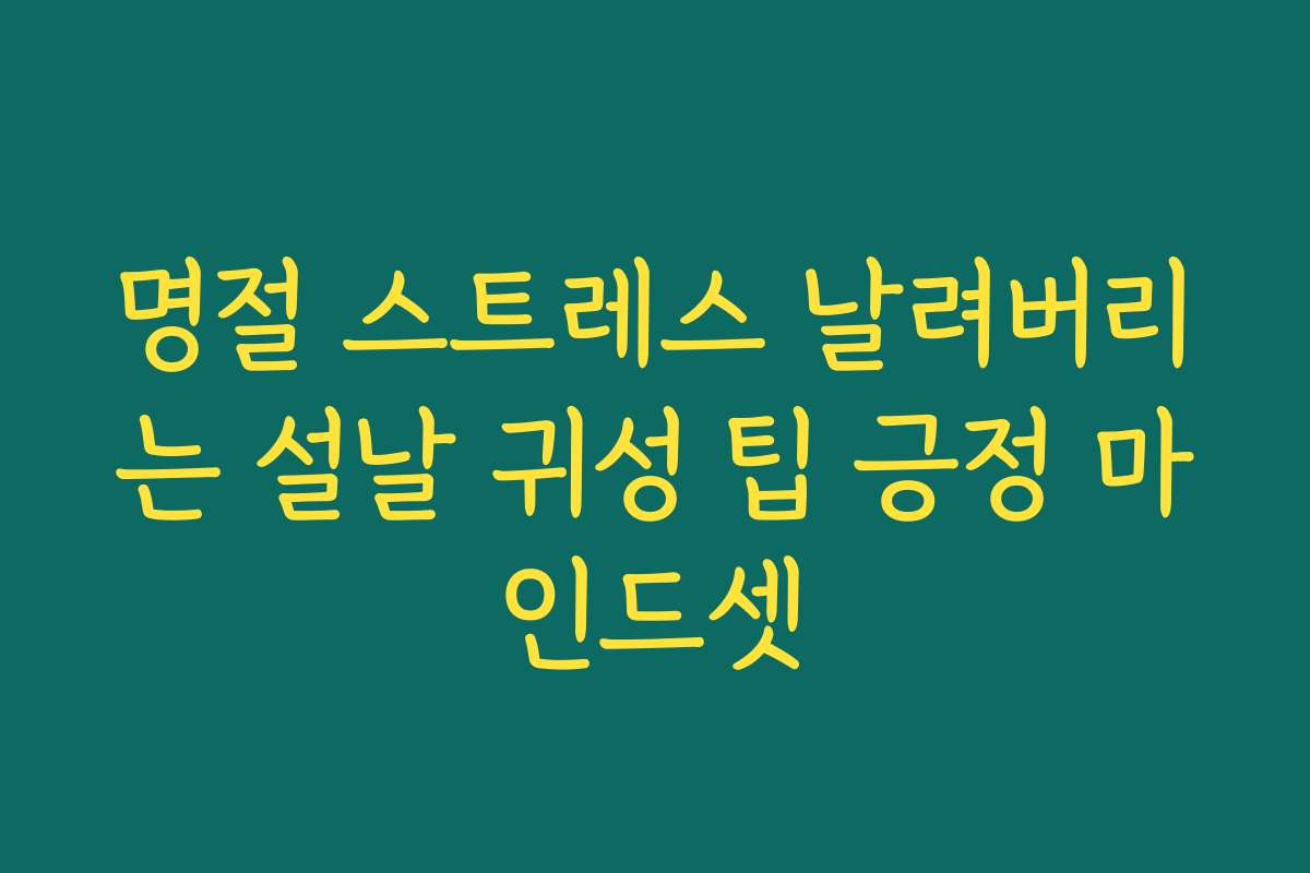 명절 스트레스 날려버리는 설날 귀성 팁 긍정 마인드셋