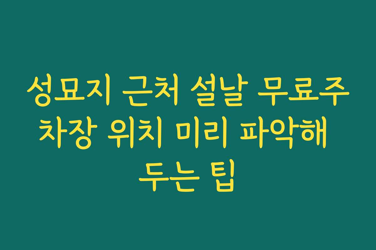 성묘지 근처 설날 무료주차장 위치 미리 파악해 두는 팁