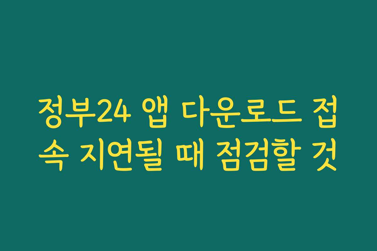 정부24 앱 다운로드 접속 지연될 때 점검할 것