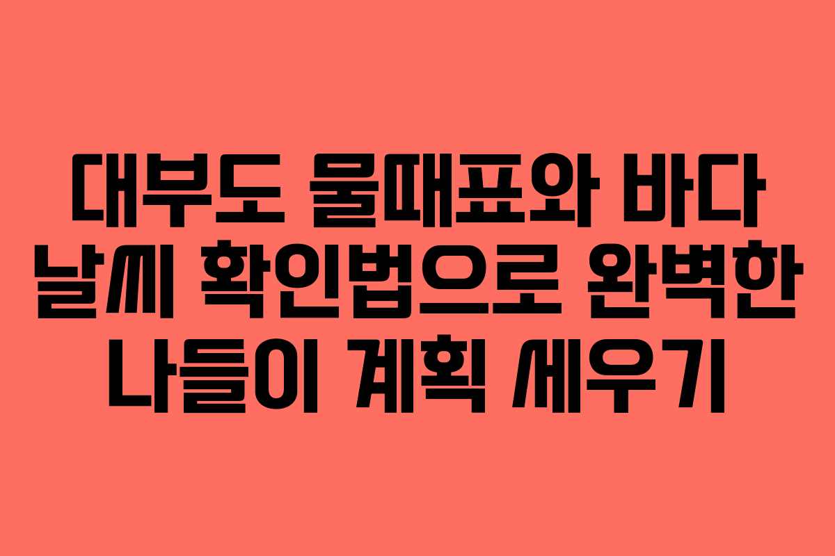 대부도 물때표와 바다 날씨 확인법으로 완벽한 나들이 계획 세우기