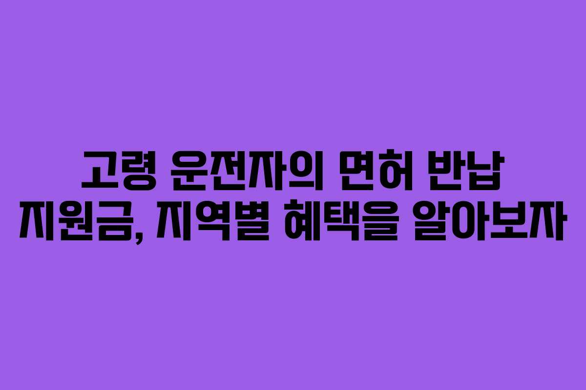 고령 운전자의 면허 반납 지원금, 지역별 혜택을 알아보자