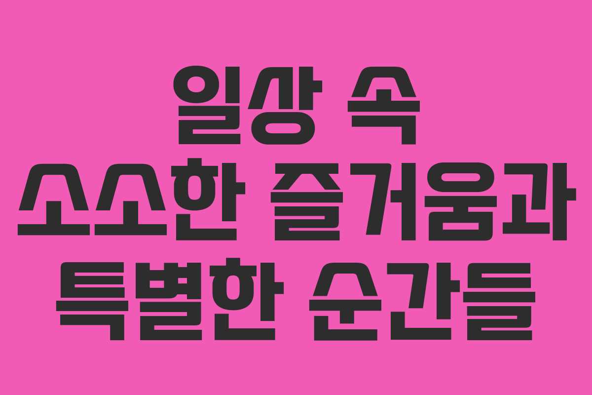 일상 속 소소한 즐거움과 특별한 순간들