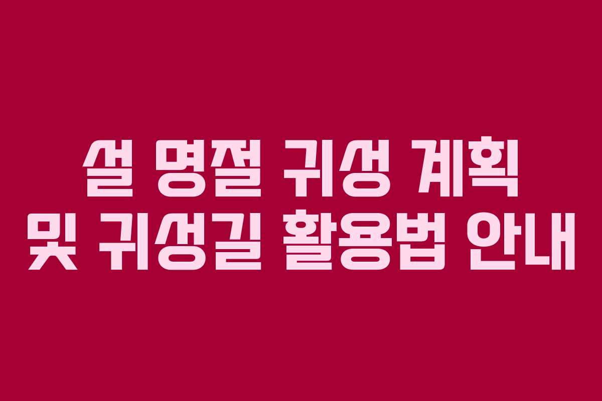 설 명절 귀성 계획 및 귀성길 활용법 안내 설 명절 귀성 계획 및 귀성길 활용법 안내