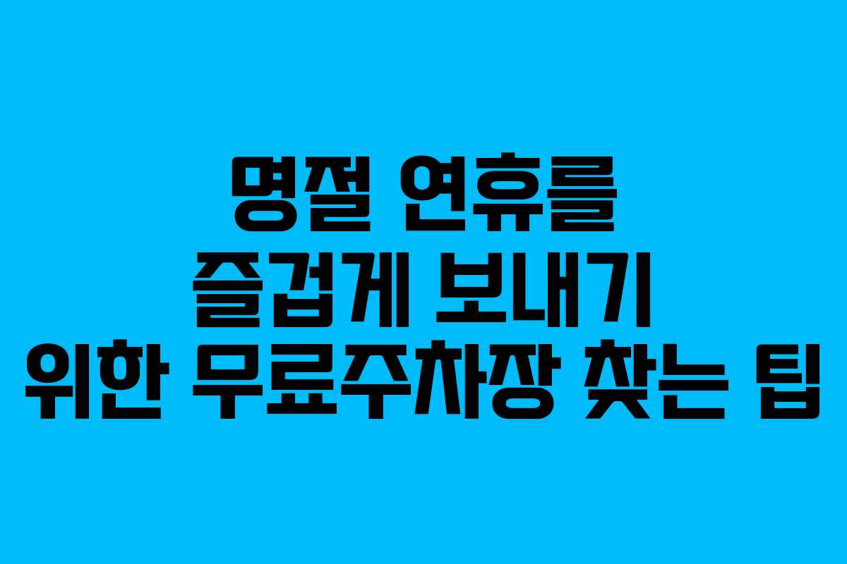 명절 연휴를 즐겁게 보내기 위한 무료주차장 찾는 팁