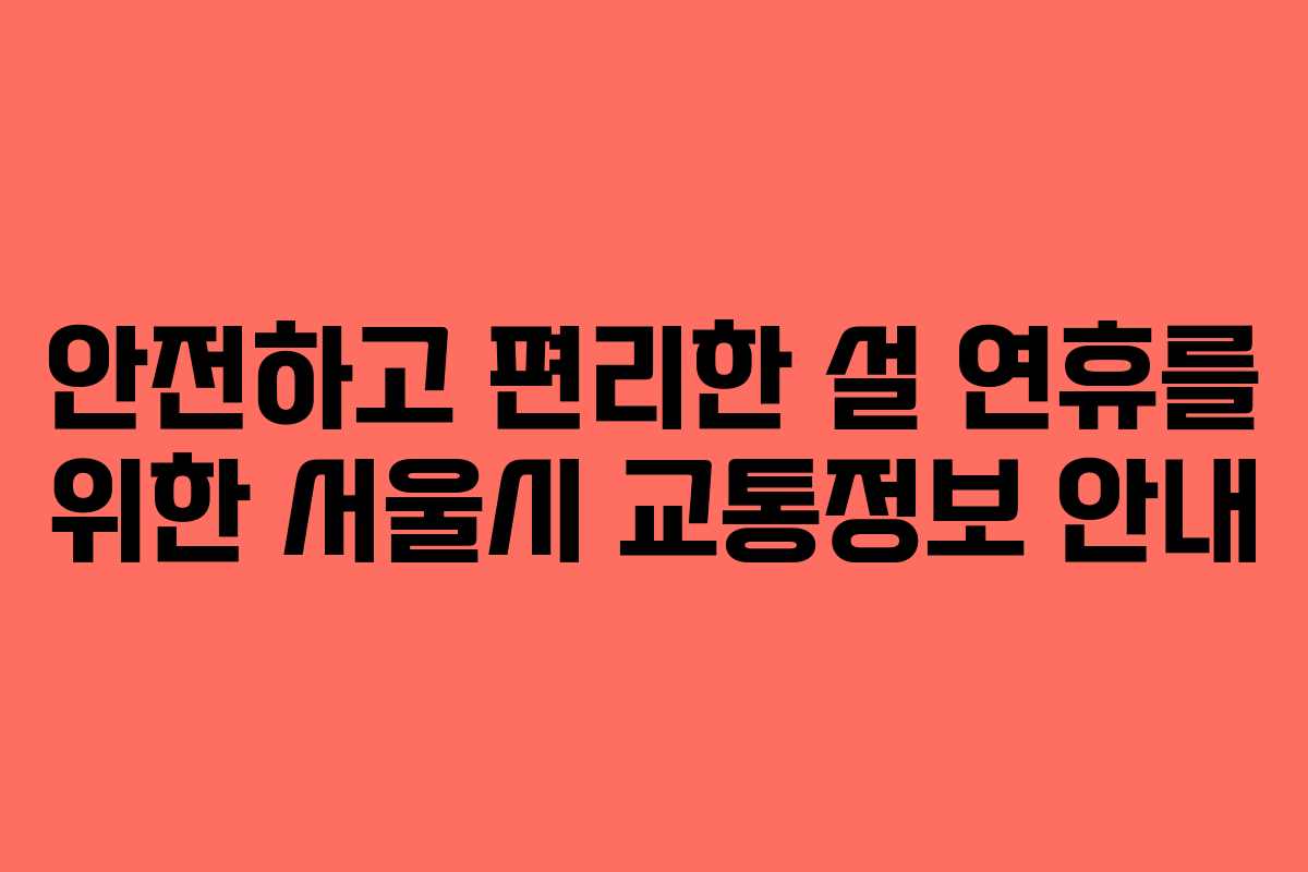 안전하고 편리한 설 연휴를 위한 서울시 교통정보 안내