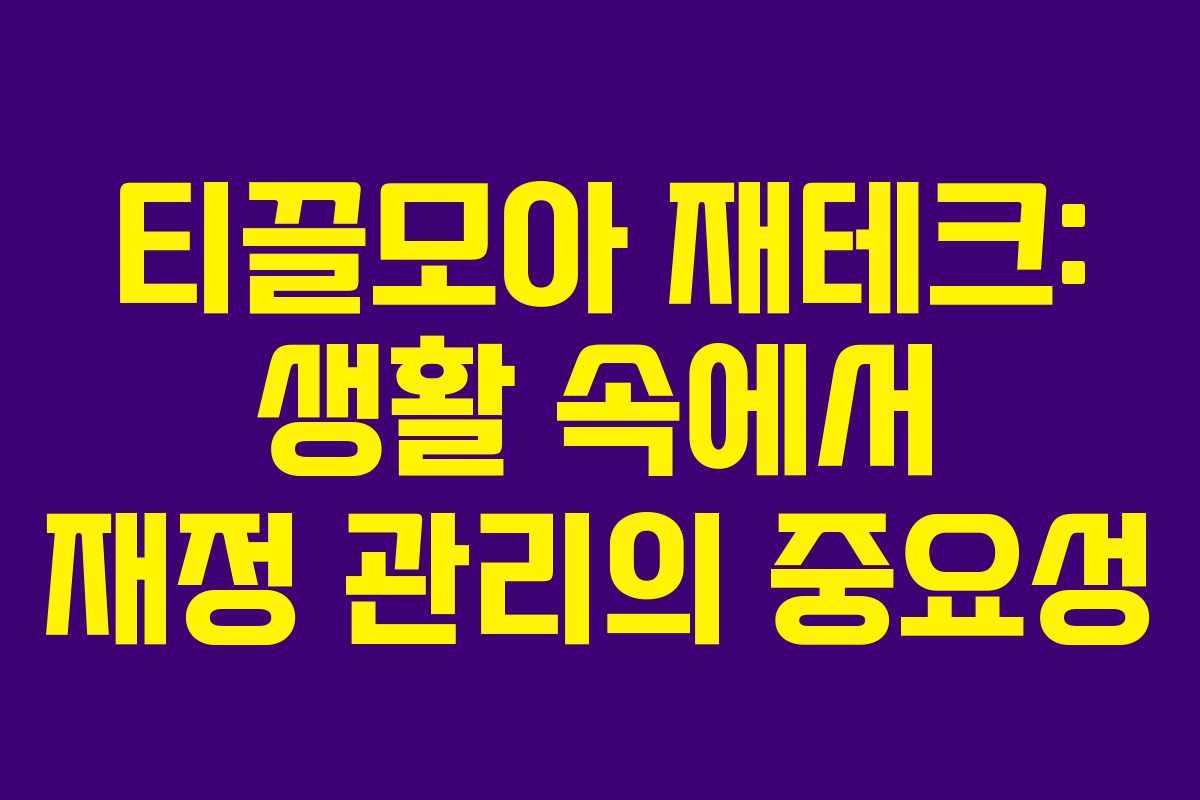 티끌모아 재테크: 생활 속에서 재정 관리의 중요성