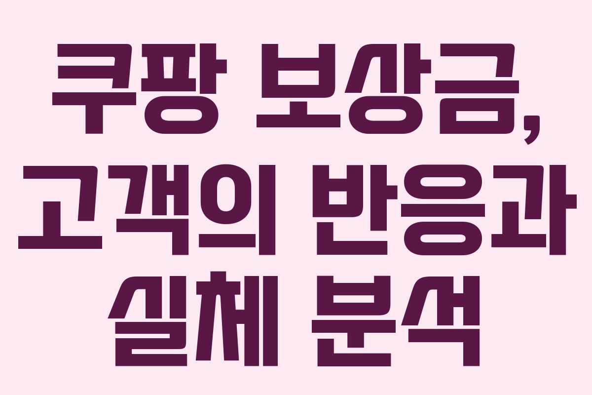쿠팡 보상금, 고객의 반응과 실체 분석