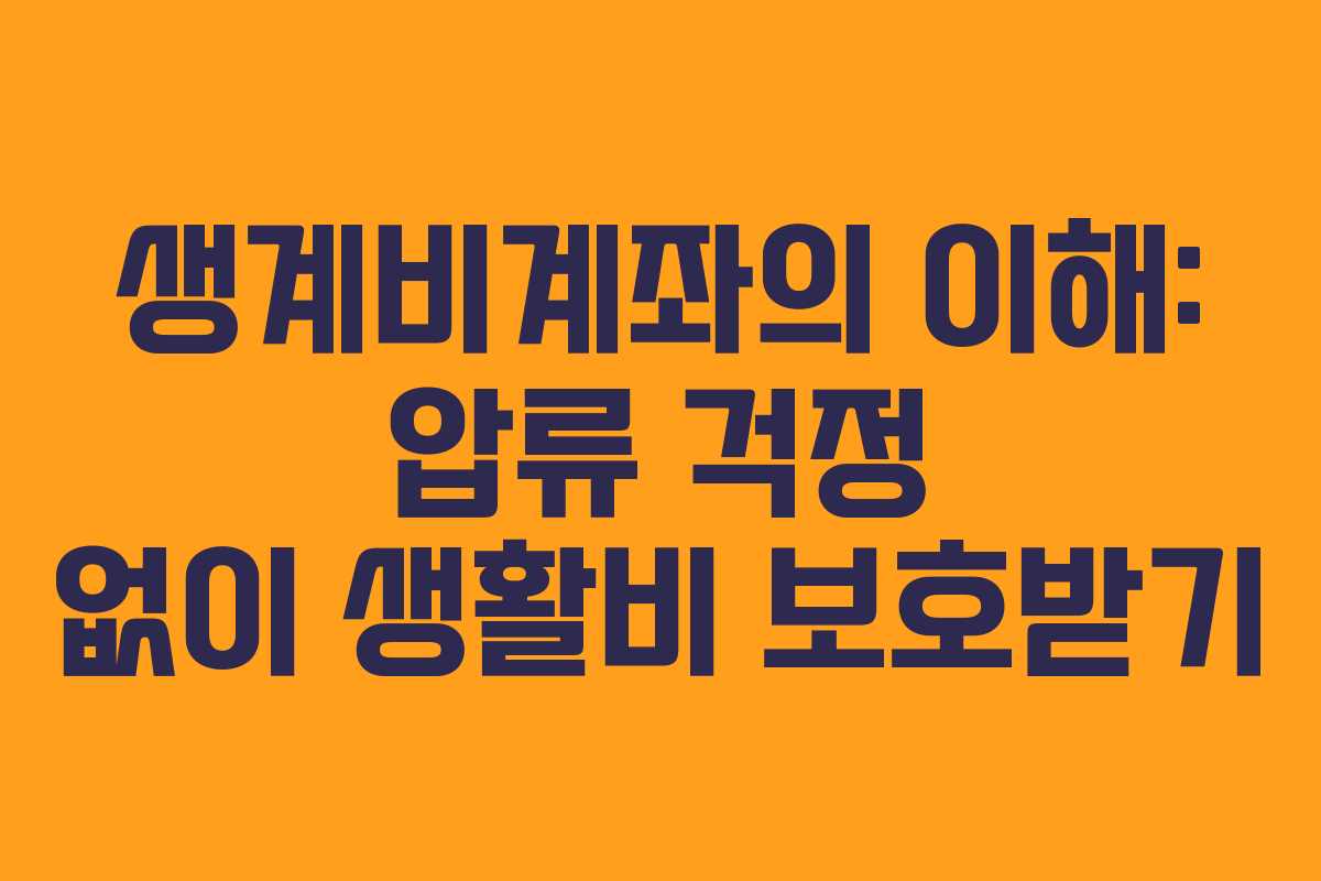 생계비계좌의 이해: 압류 걱정 없이 생활비 보호받기