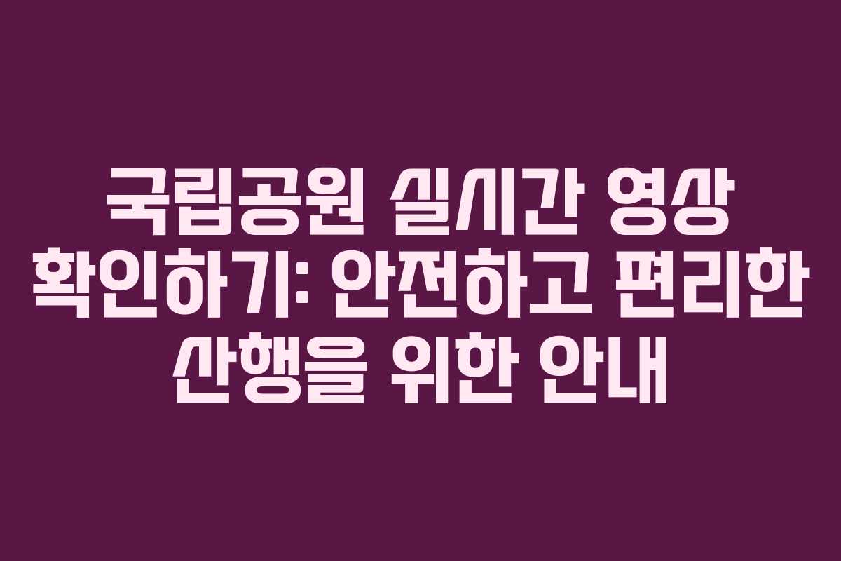 국립공원 실시간 영상 확인하기: 안전하고 편리한 산행을 위한 안내