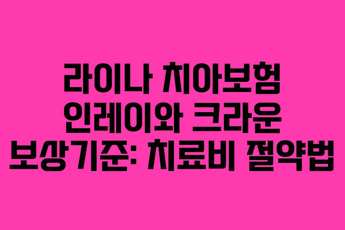 라이나 치아보험 인레이와 크라운 보상기준: 치료비 절약법