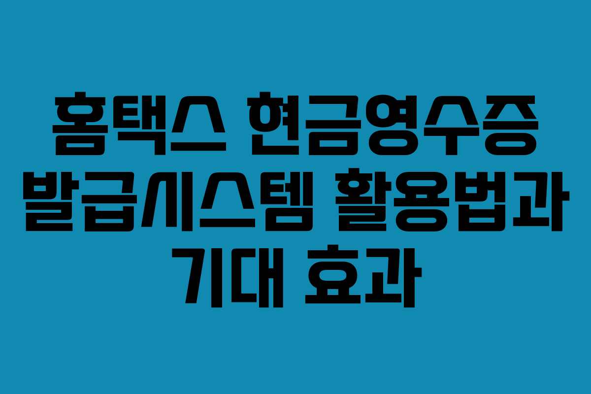 홈택스 현금영수증 발급시스템 활용법과 기대 효과