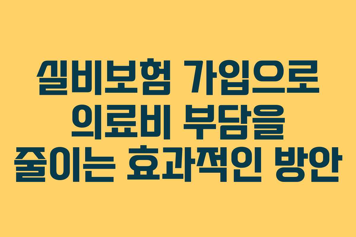 실비보험 가입으로 의료비 부담을 줄이는 효과적인 방안
