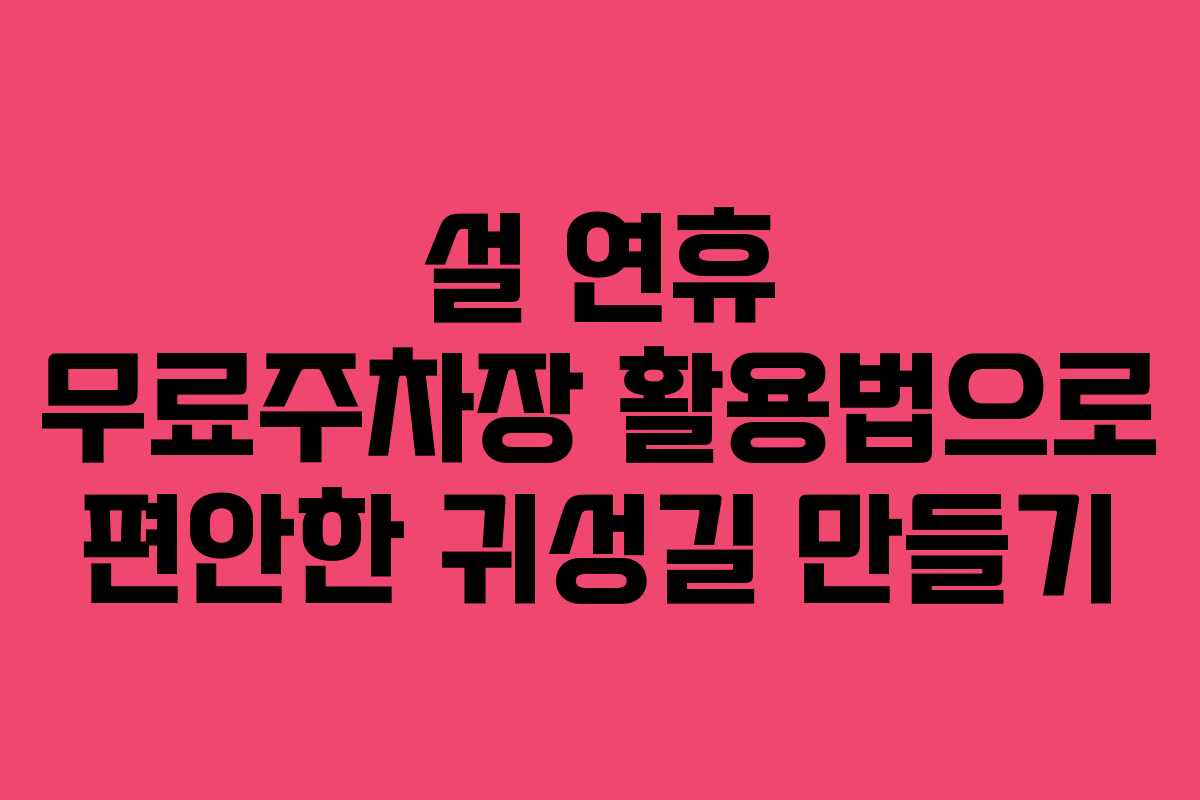 설 연휴 무료주차장 활용법으로 편안한 귀성길 만들기 설 연휴 무료주차장 활용법으로 편안한 귀성길 만들기