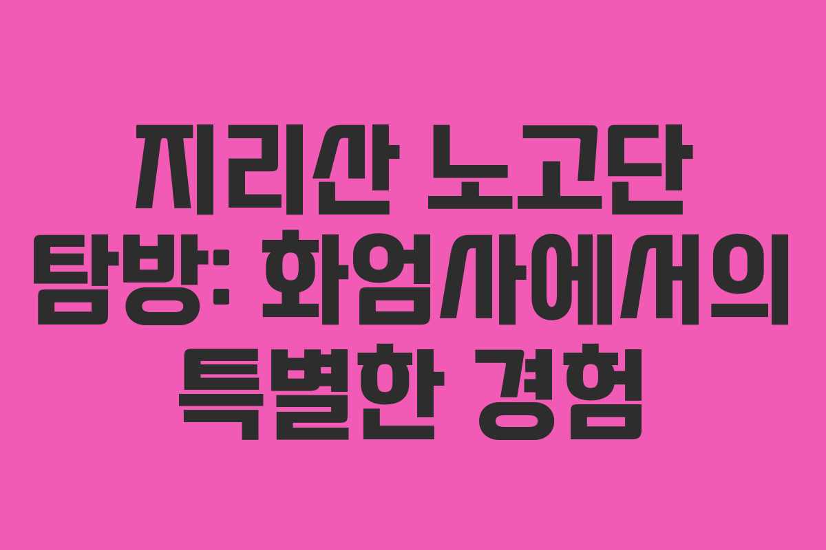 지리산 노고단 탐방: 화엄사에서의 특별한 경험