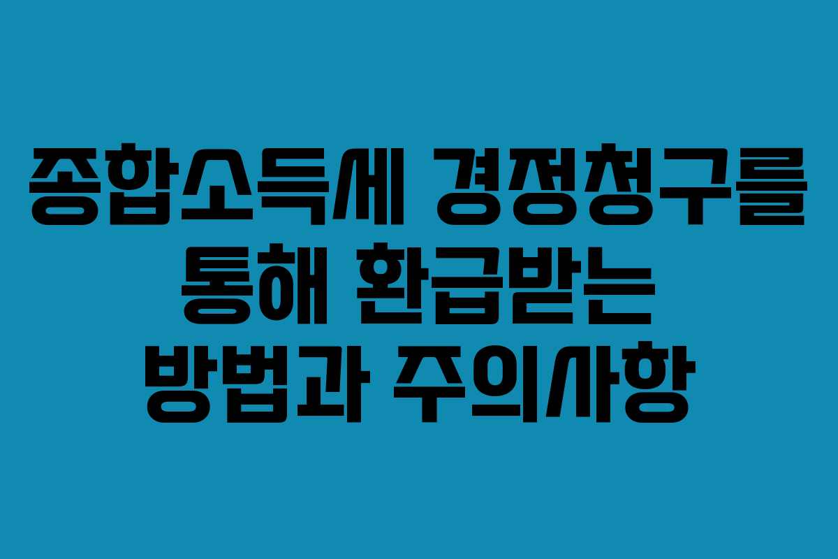 종합소득세 경정청구를 통해 환급받는 방법과 주의사항