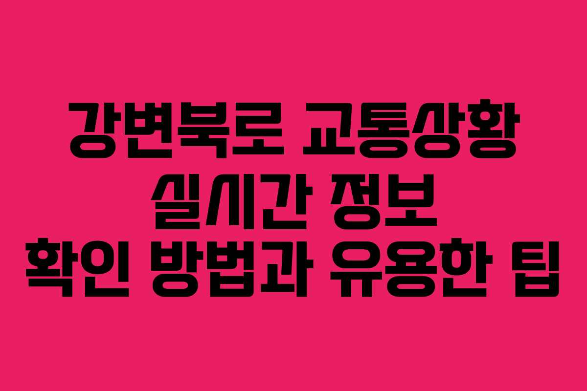 강변북로 교통상황 실시간 정보 확인 방법과 유용한 팁