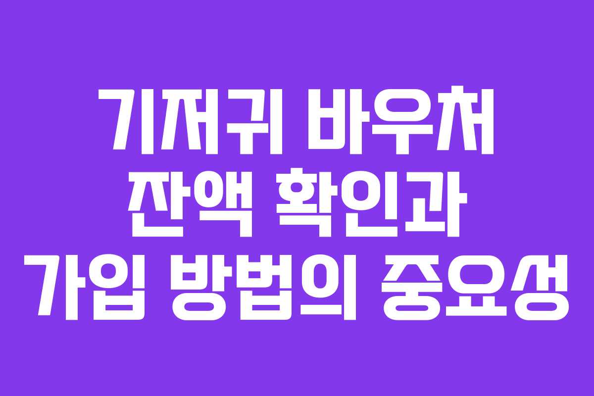 기저귀 바우처 잔액 확인과 가입 방법의 중요성