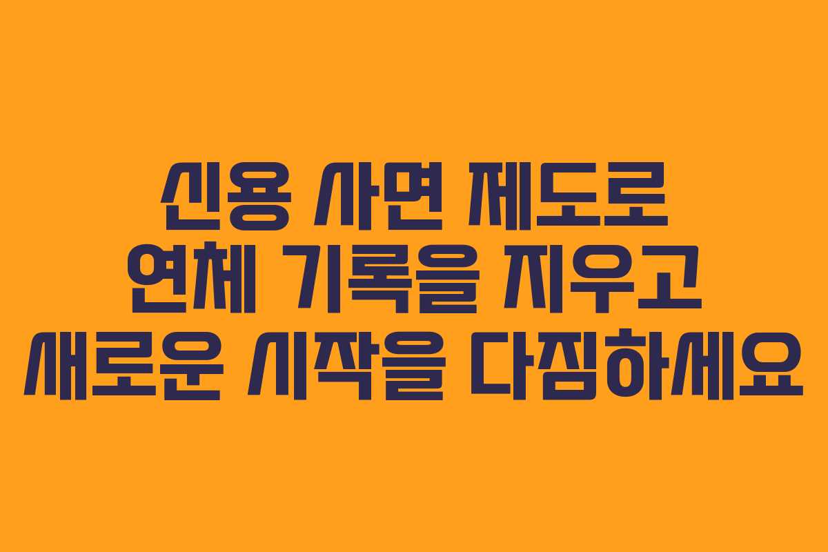 신용 사면 제도로 연체 기록을 지우고 새로운 시작을 다짐하세요 신용 사면 제도로 연체 기록을 지우고 새로운 시작을 다짐하세요