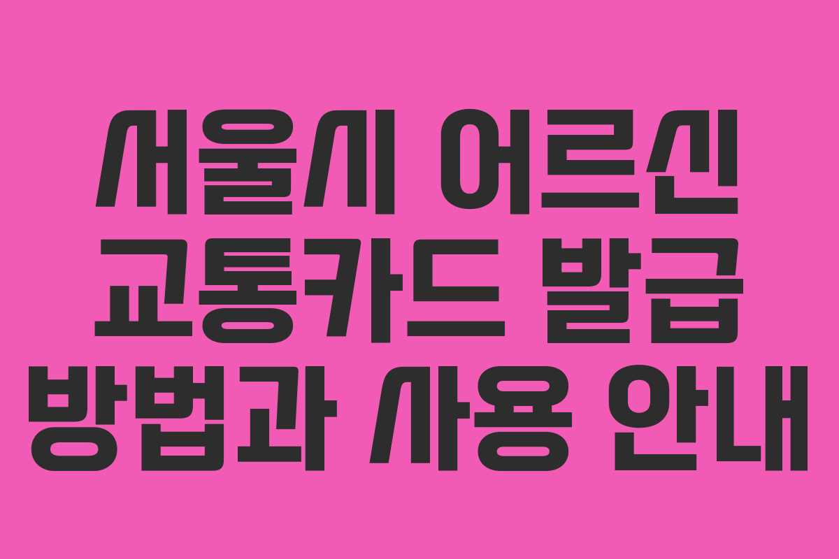서울시 어르신 교통카드 발급 방법과 사용 안내