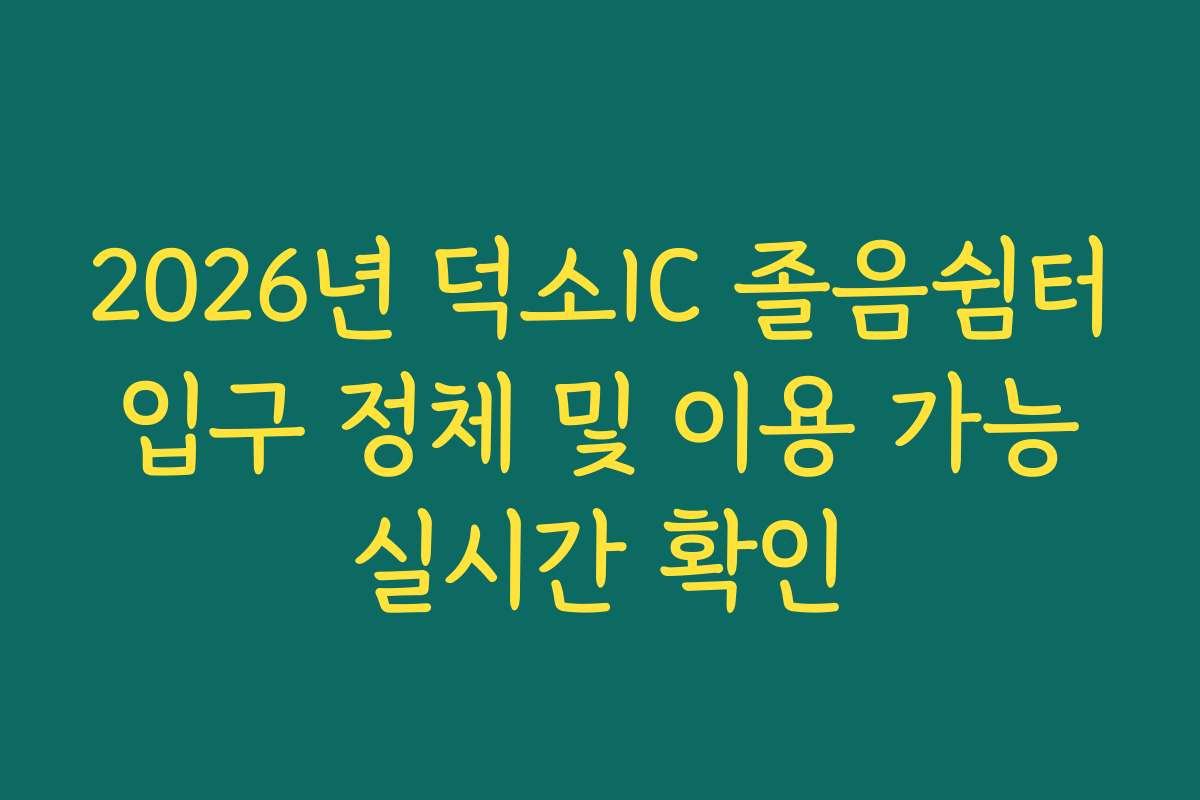 2026년 덕소IC 졸음쉼터 입구 정체 및 이용 가능 실시간 확인