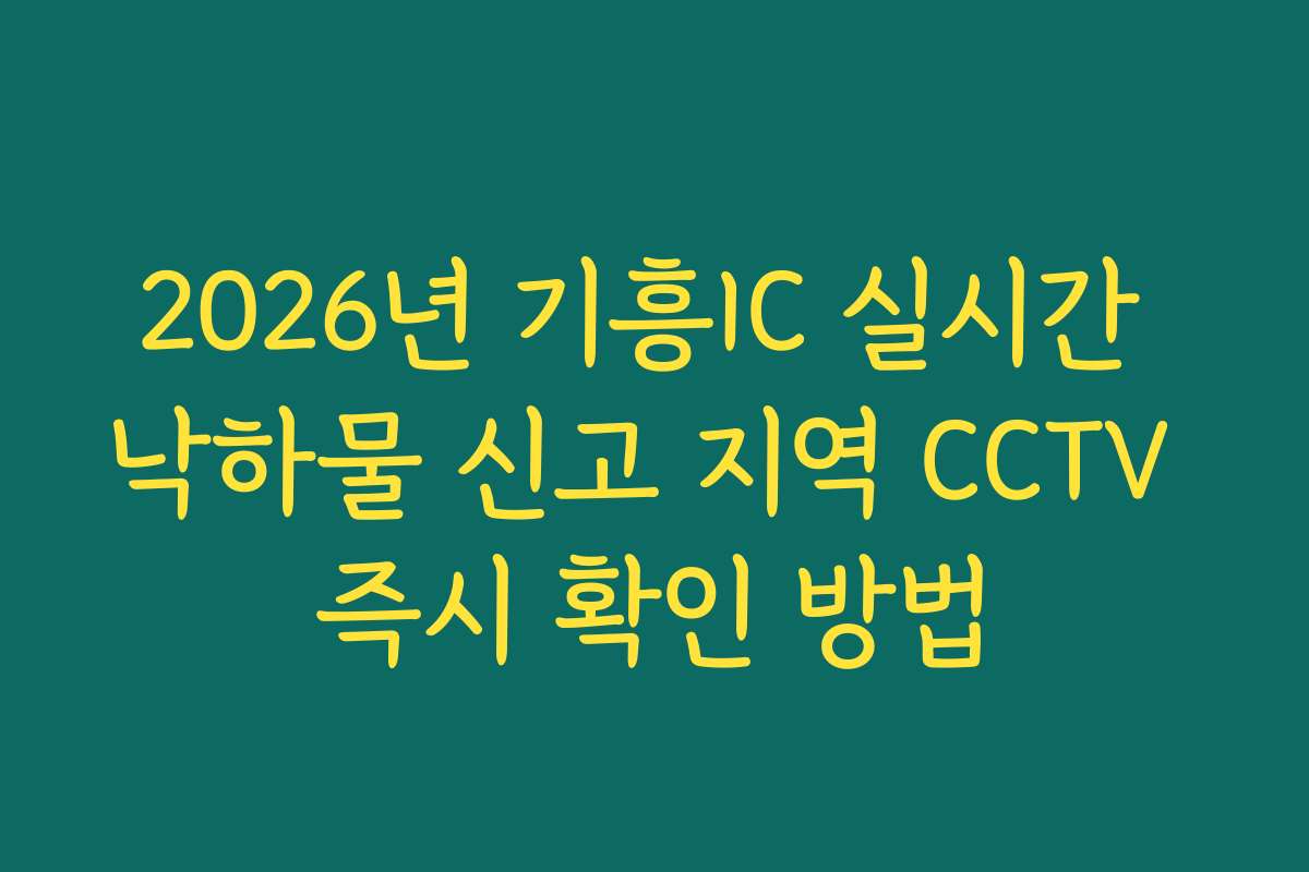 2026년 기흥IC 실시간 낙하물 신고 지역 CCTV 즉시 확인 방법 2026년 기흥IC 실시간 낙하물 신고 지역 CCTV 즉시 확인 방법