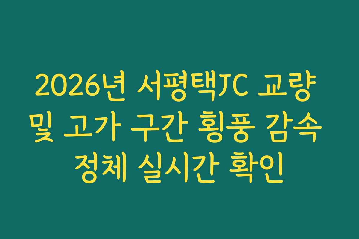2026년 서평택JC 교량 및 고가 구간 횡풍 감속 정체 실시간 확인