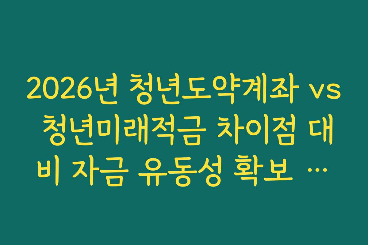 2026년 청년도약계좌 vs 청년미래적금 차이점 대비 자금 유동성 확보 전략 가이드