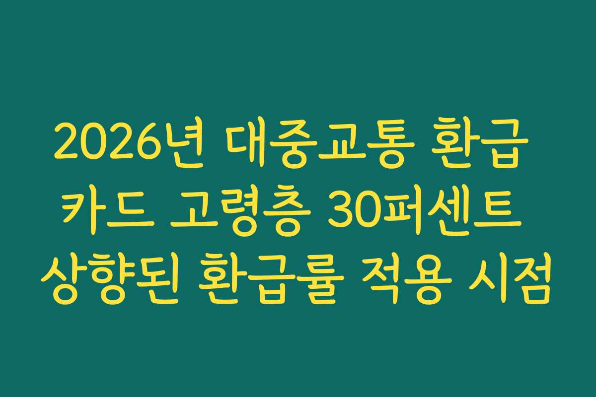 2026년 대중교통 환급 카드 고령층 30퍼센트 상향된 환급률 적용 시점