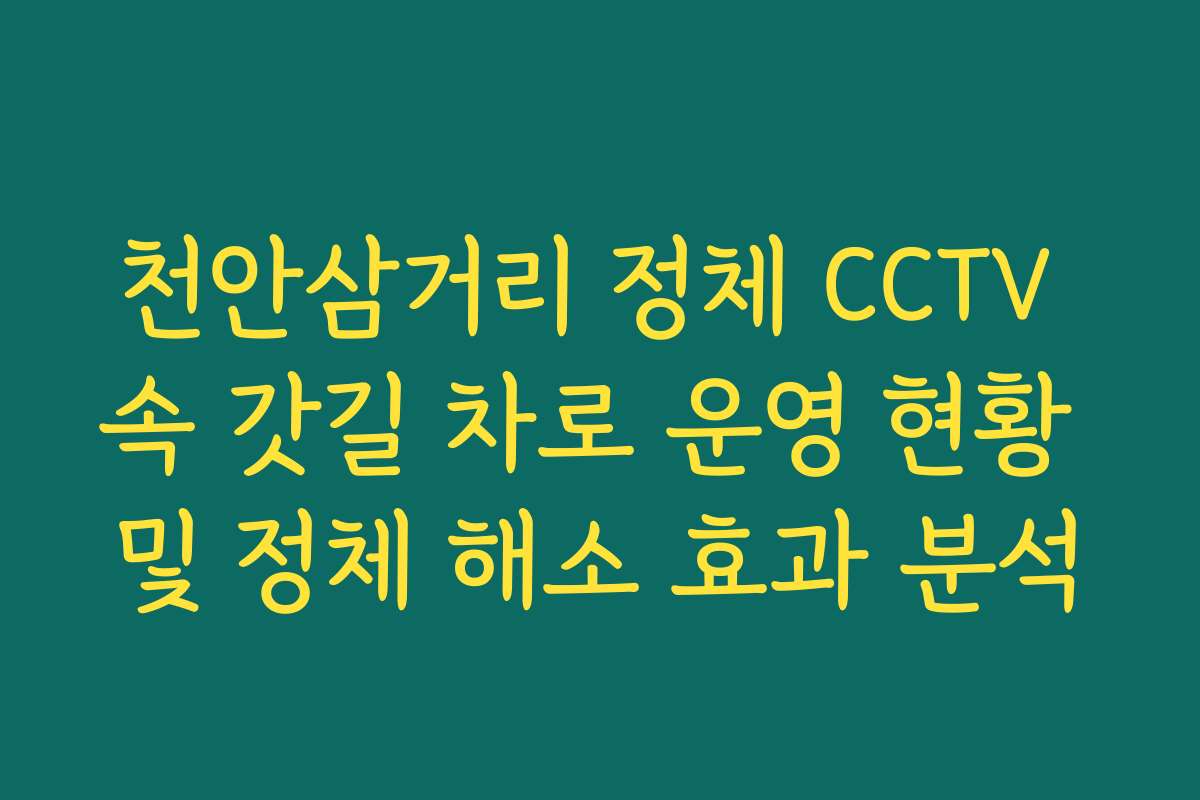 천안삼거리 정체 CCTV 속 갓길 차로 운영 현황 및 정체 해소 효과 분석