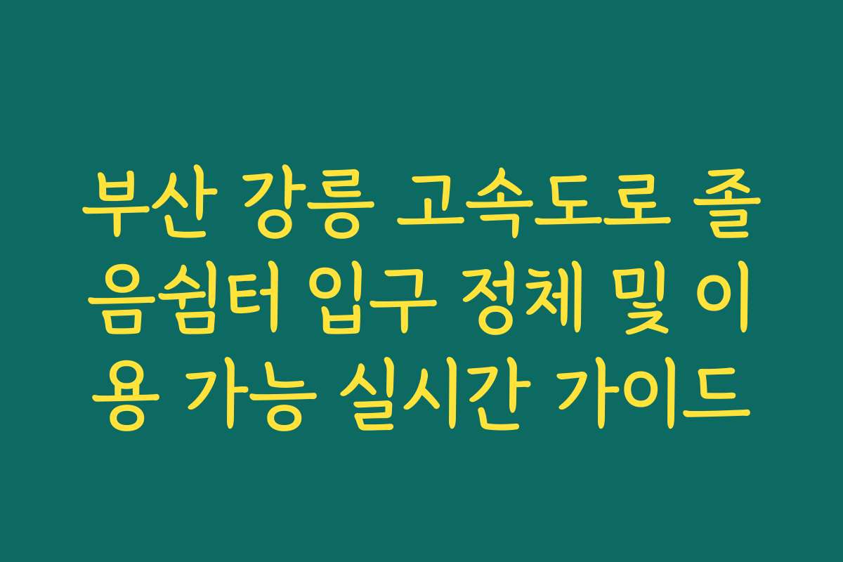 부산 강릉 고속도로 졸음쉼터 입구 정체 및 이용 가능 실시간 가이드