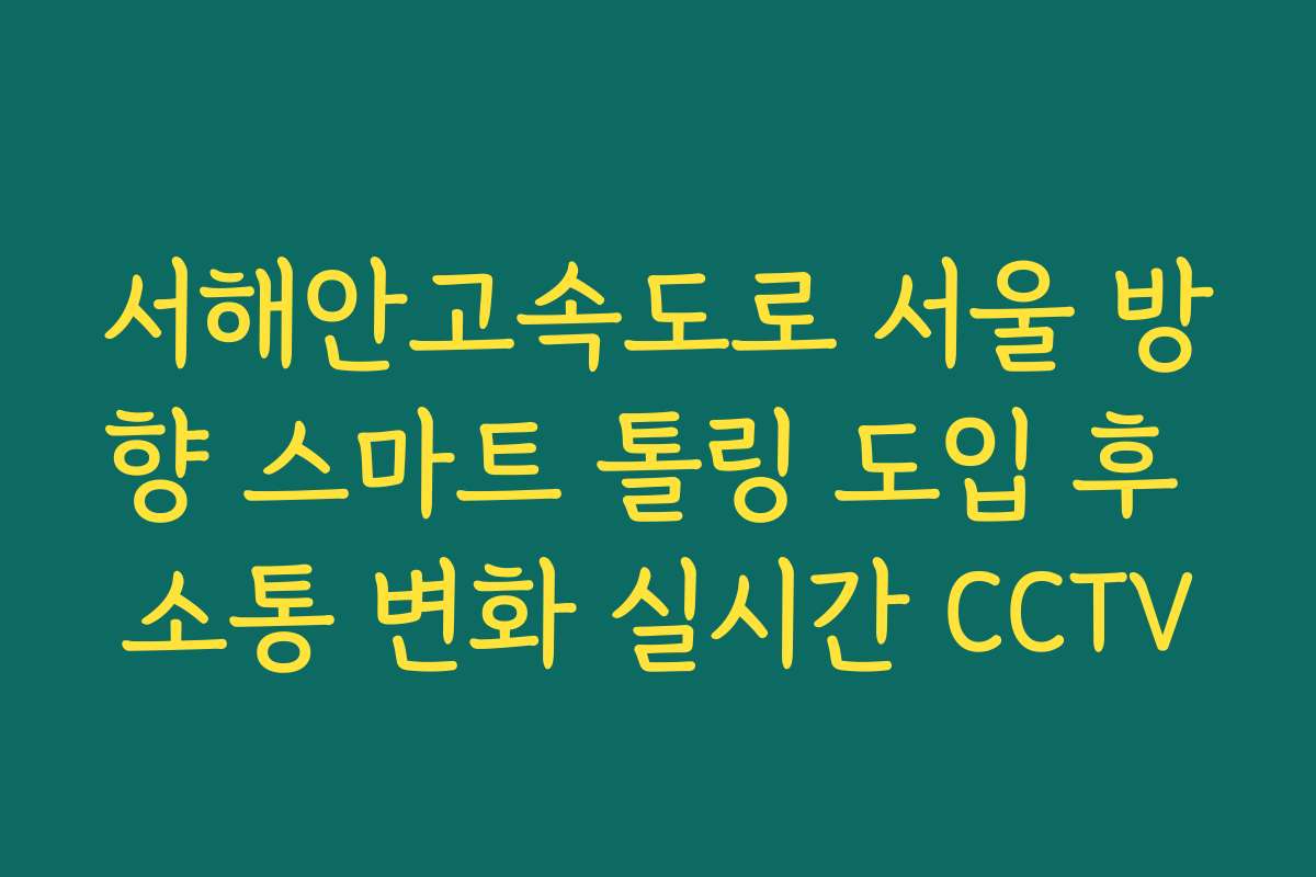 서해안고속도로 서울 방향 스마트 톨링 도입 후 소통 변화 실시간 CCTV