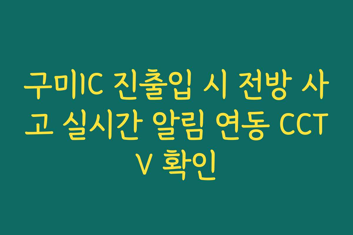 구미IC 진출입 시 전방 사고 실시간 알림 연동 CCTV 확인 구미IC 진출입 시 전방 사고 실시간 알림 연동 CCTV 확인