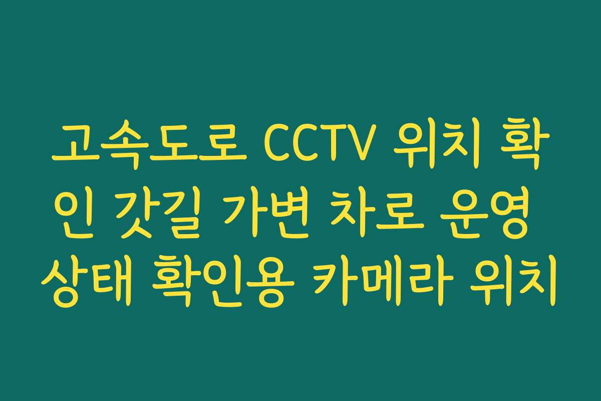 고속도로 CCTV 위치 확인 갓길 가변 차로 운영 상태 확인용 카메라 위치 고속도로 CCTV 위치 확인 갓길 가변 차로 운영 상태 확인용 카메라 위치