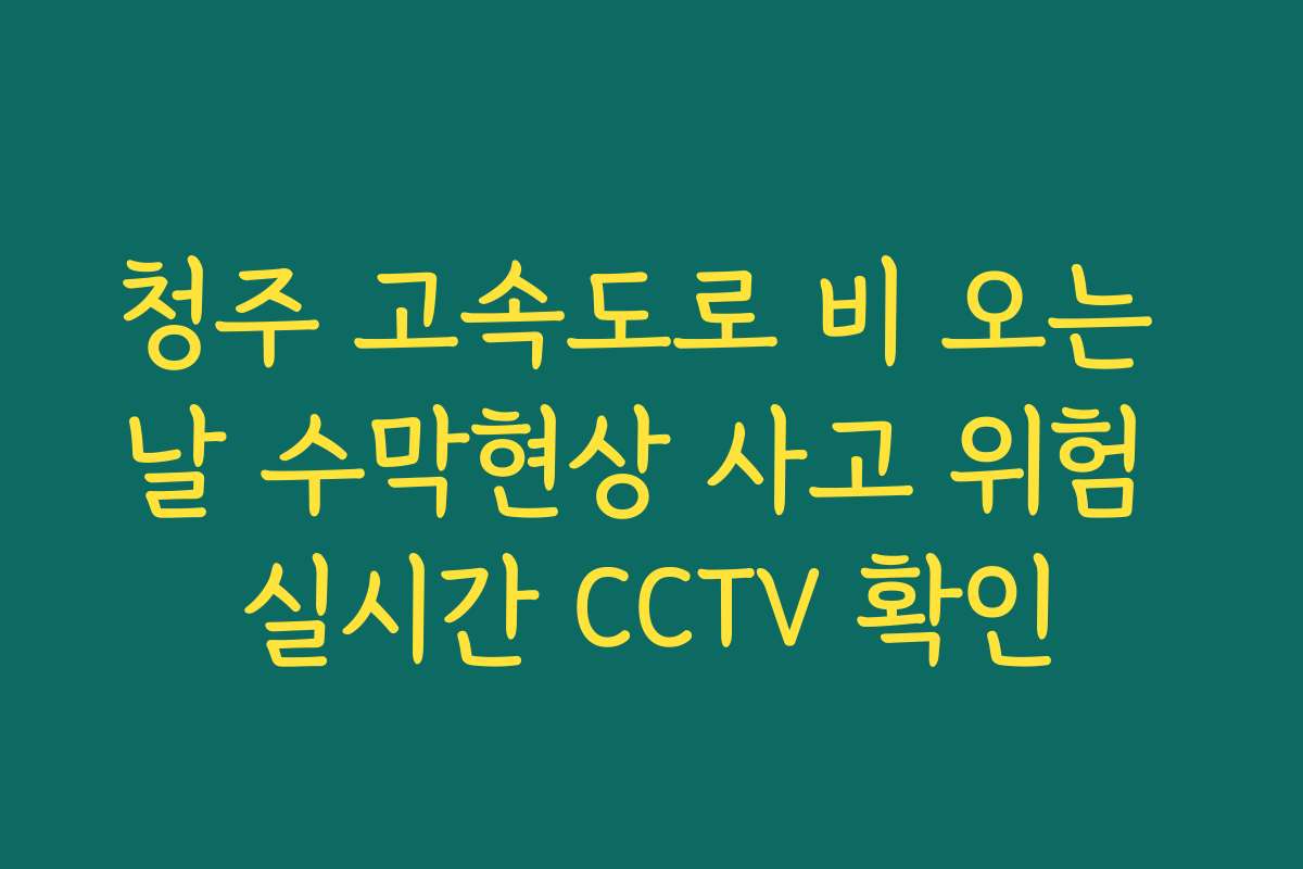 청주 고속도로 비 오는 날 수막현상 사고 위험 실시간 CCTV 확인