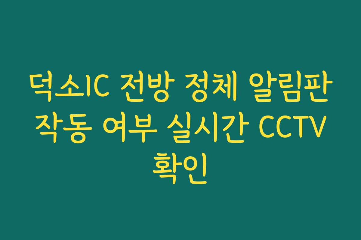 덕소IC 전방 정체 알림판 작동 여부 실시간 CCTV 확인