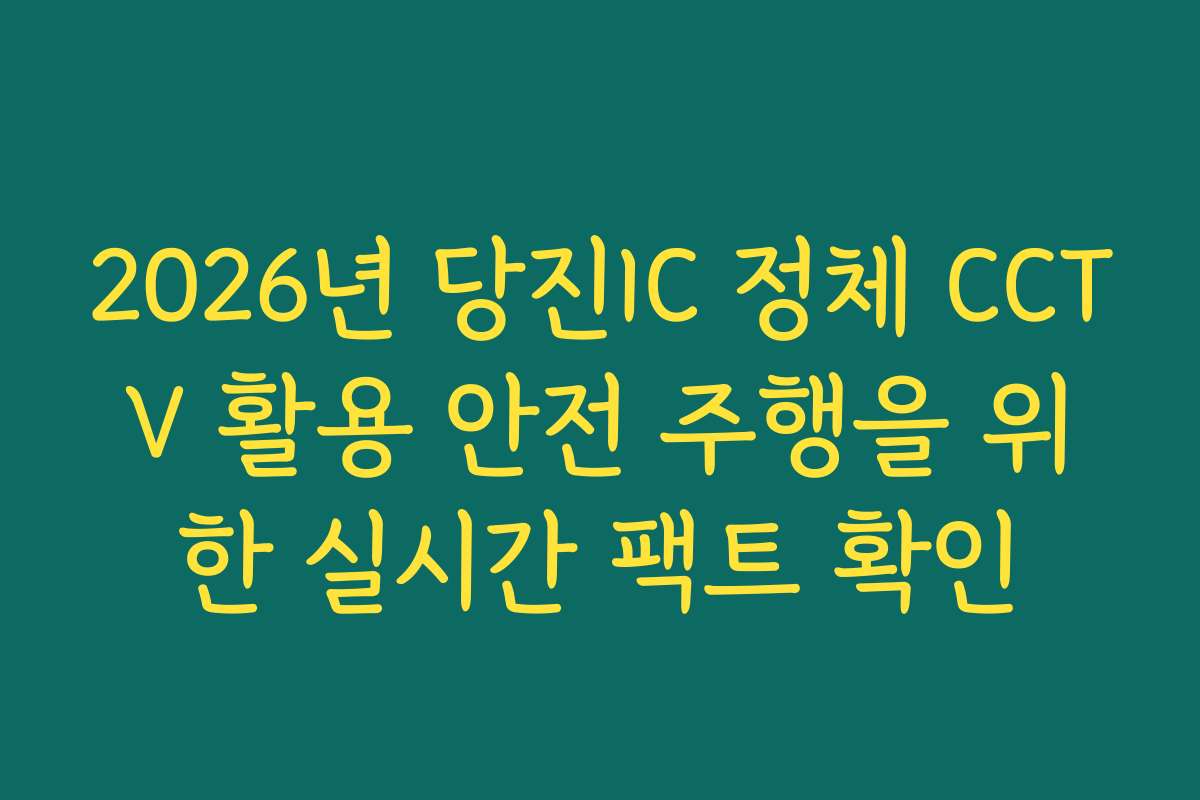 2026년 당진IC 정체 CCTV 활용 안전 주행을 위한 실시간 팩트 확인 2026년 당진IC 정체 CCTV 활용 안전 주행을 위한 실시간 팩트 확인