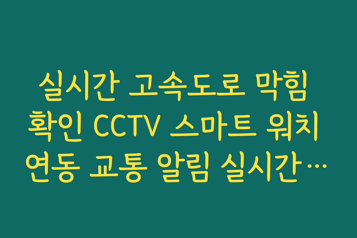 실시간 고속도로 막힘 확인 CCTV 스마트 워치 연동 교통 알림 실시간 수신 설정 실시간 고속도로 막힘 확인 CCTV 스마트 워치 연동 교통 알림 실시간 수신 설정