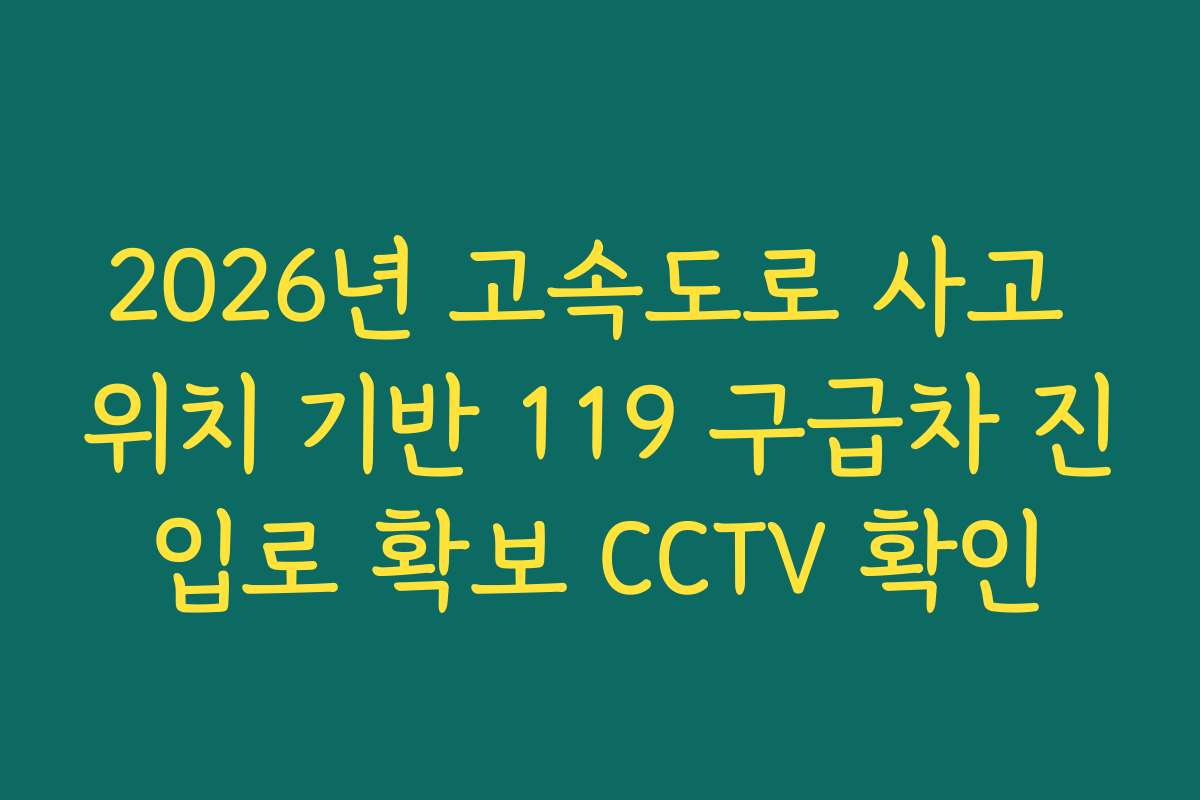 2026년 고속도로 사고 위치 기반 119 구급차 진입로 확보 CCTV 확인