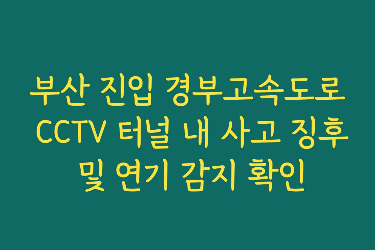 부산 진입 경부고속도로 CCTV 터널 내 사고 징후 및 연기 감지 확인