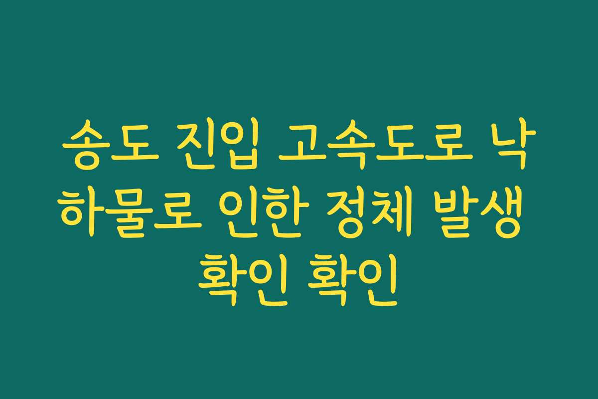 송도 진입 고속도로 낙하물로 인한 정체 발생 확인 확인