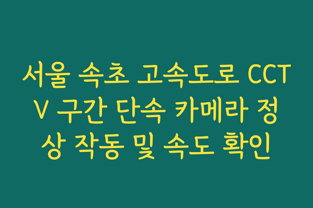 서울 속초 고속도로 CCTV 구간 단속 카메라 정상 작동 및 속도 확인