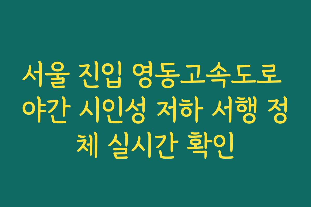 서울 진입 영동고속도로 야간 시인성 저하 서행 정체 실시간 확인