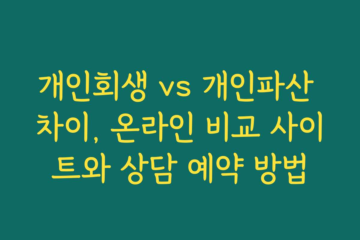 개인회생 vs 개인파산 차이, 온라인 비교 사이트와 상담 예약 방법