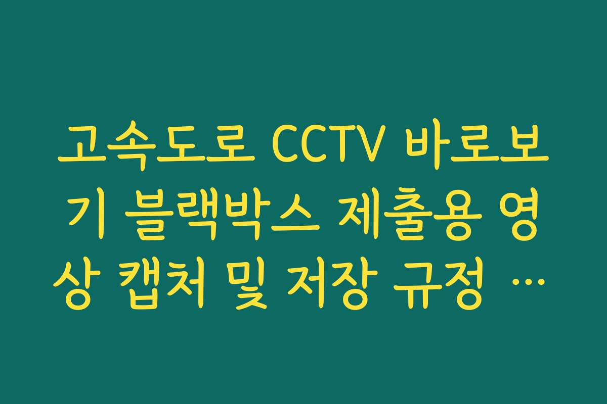 고속도로 CCTV 바로보기 블랙박스 제출용 영상 캡처 및 저장 규정 안내