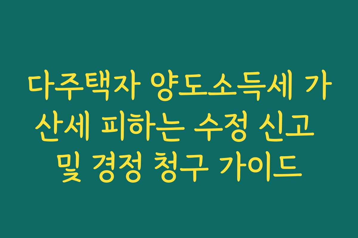 다주택자 양도소득세 가산세 피하는 수정 신고 및 경정 청구 가이드